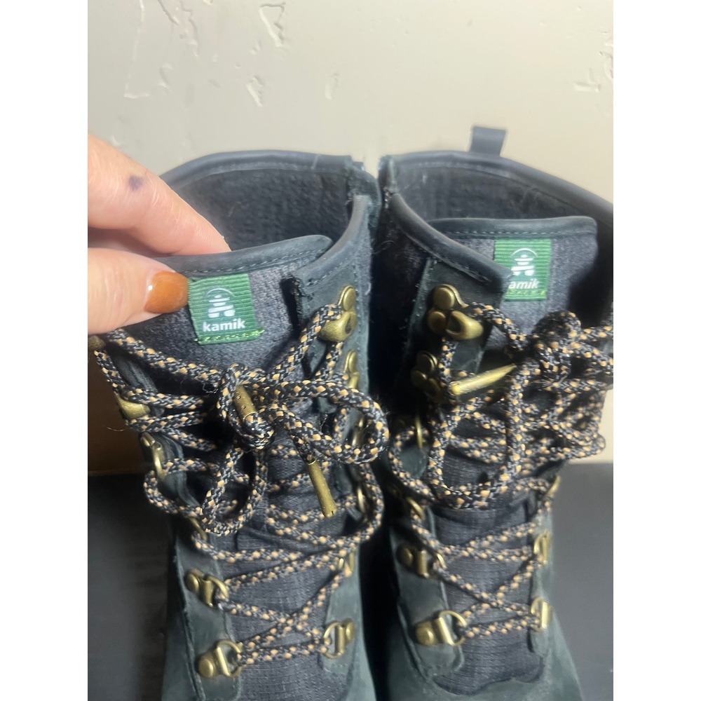 Kamik Waterproof Winter Snow Boots Womens Size 6 Black Lace Up Side Zip - Picture 2 of 9